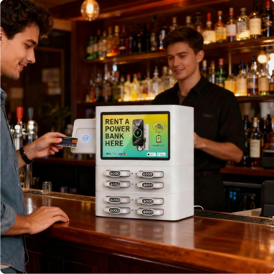 What's the benefit of deploying the Shared Power Bank Station in Venue 1 酒吧场景图